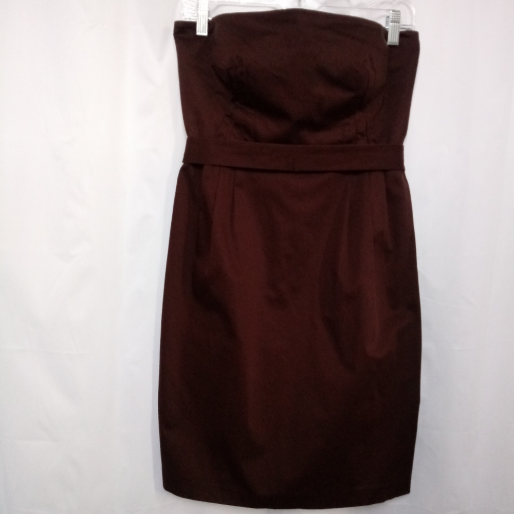 Calvin Klein Cotton Strapless Brown Mini Dress